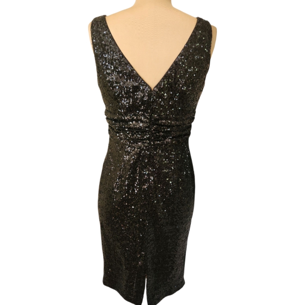 ELIZA J. Black Sequined Sheath Cocktail Dress - Size 8 - Picture 8 of 14